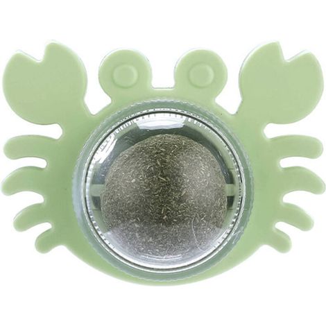 Chat jouet balle cataire balle teasing chat balle rotative balle molaire bâton dent nettoyage balle teasing chat jouet balle interactive , Vert, crabe (1/5)