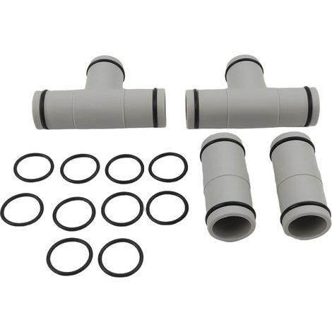 Lot de 4 adaptateurs de tuyau de piscine en T et connecteurs droits avec joints toriques pour tuyaux de 3,2 cm pour systèmes de filtration de piscine hors sol anti-fuite en polypropylène (1/5)