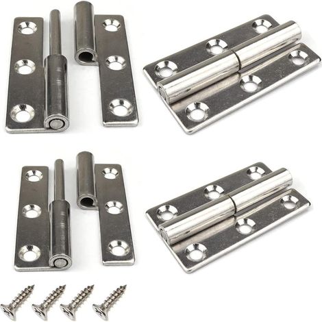 Lot de 4 charnières de porte relevables de 7,6 cm, charnières réglables en acier inoxydable 304 très résistantes, non mortaises, antirouille pour portes intérieures et extérieures (résistantes aux (1/5)
