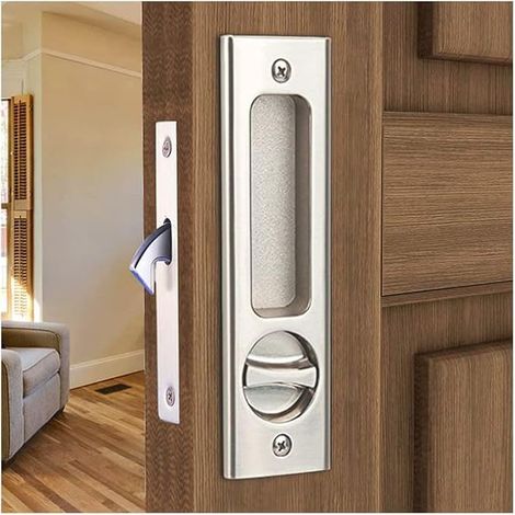 Sliding Mortise Door Handle, Invisible Recessed Door Lock, Sliding Door Handle Set, 66mm Black (1/3)