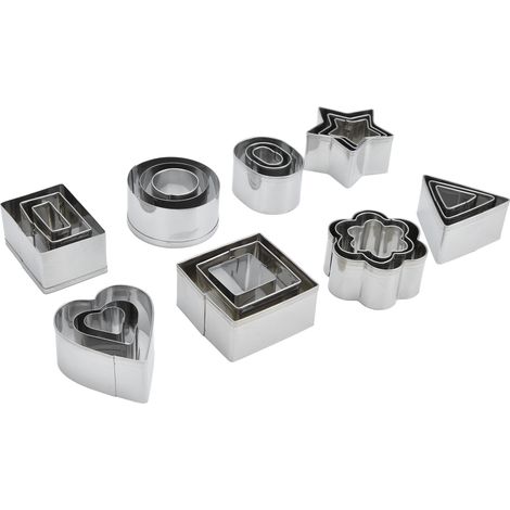 24-teiliges Keksausstecher-Set aus Edelstahl in verschiedenen Größen, hochwertige Verarbeitung, hohe Härte, rechteckige weiße Box (1/5)