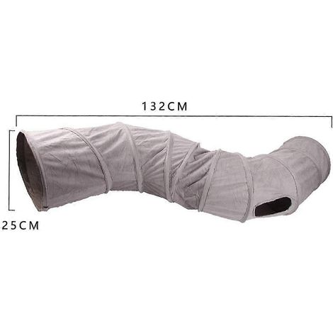 Tunnel pour chat d'intérieur pliable, tube de jeu en forme de S à 3 voies, tunnel amusant en daim gris pour animaux de compagnie. (1/4)