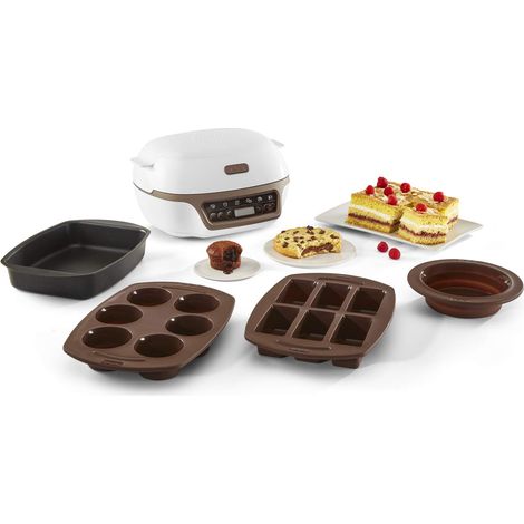 Tefal Macchina per torte, 5 programmi automatici per la regolazione, 1 modalità manuale, 3 stampi flessibili, 1 grande stampo in acciaio rivestito, compatibile con stampi Crispybake, Cake Factory+ (1/5)
