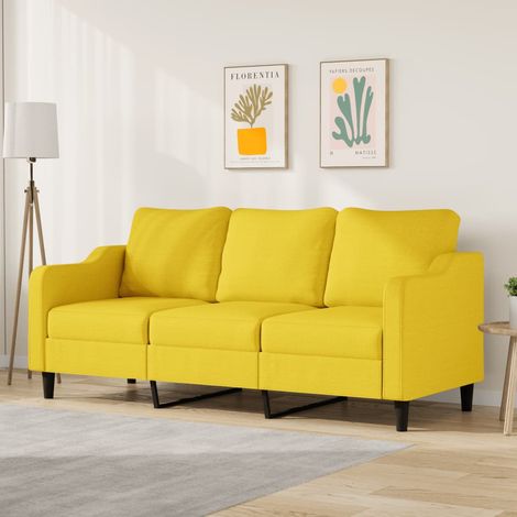 Canapé à 3 places, Banquette Sofa de Salon, Canapé droit Jaune clair 180 cm Tissu KEF559566 DESIGN IN (1/5)