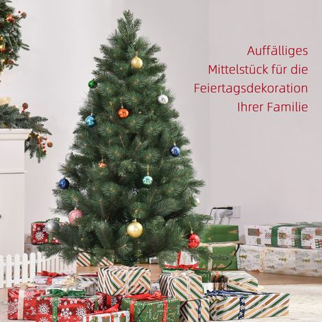Sapin factice de Noël 90 cm de diamètre x 180 cm de hauteur, branchages réalistes verts (1/4)
