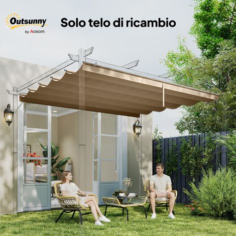 Abri pergola beige clair 250x255 cm en polyester, doté de 10 orifices d'évacuation, compatible avec une structure 3x3m. (1/5)