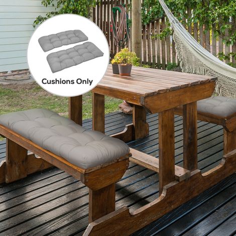 Cojín para Banco de 2 Plazas para Interior y Exterior con 8 Puntadas para Sillas Sofás 110x48x8 cm Gris (1/5)