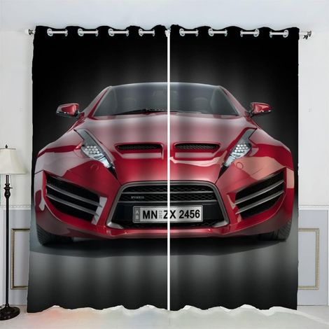 Rideaux Voiture De Sport Voiture De Course Sport Extrême Rideau Occultant Chambre Fille Garcon Rideaux Chambre Ado Isolation Thermique et Réduction du Bruit Rideau (200x200 cm) - 200L X 200H cm (2 Pan (1/5)