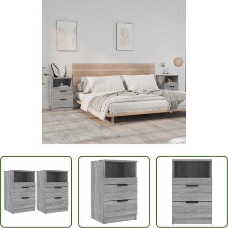 Bois d'ingénierie -  Tables de chevet 2 pcs Sonoma gris Bois d'ingénierie (1/5)