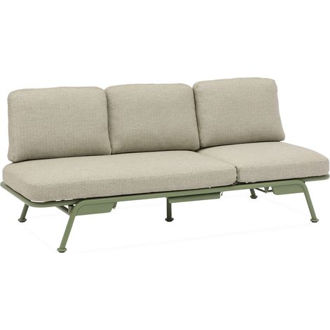 PROLOISIRS Canapé convertible SUNSET aluminium époxy - Amande / Chiné anthracite
