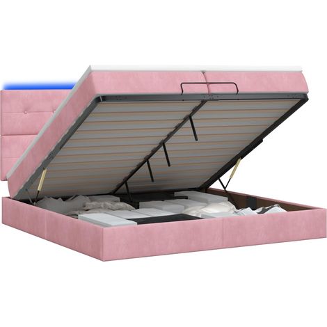 Maison Exclusive - Lit coffre avec matelas et LED Rose 200 x 200 cm Velours (1/5)