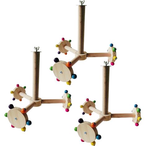 Support à mâcher pour perroquet en cage, bâtonnet en bois rotatif interactif avec cadre antidérapant, bâtonnet rotatif suspendu pour la stimulation mentale des oiseaux