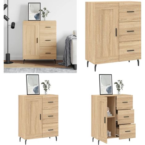 Sideboard Sonoma-Eiche 69,5x34x90 cm Holzwerkstoff - Holzwerkstoff - Stauraum (1/5)