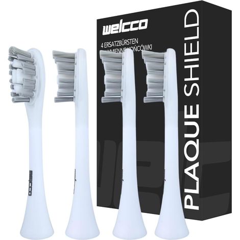 Lot de 4 têtes de brosse à dents de rechange, compatibles avec Eurodont 4032-P-S, avec poils en nylon DuPont, moyennement durs, élimination efficace de la plaque dentaire, 4 capuchons de (1/5)