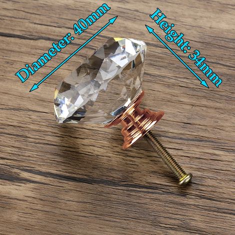 (Ensemble de 4 pièces) Boutons en cristal en forme de diamant, poignées de meubles, quincaillerie
