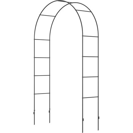 Arche de jardin, arche pour rosiers grimpants, treillis pour rosiers, métal, noir, 1,40 x 0,40 x 2,40 m