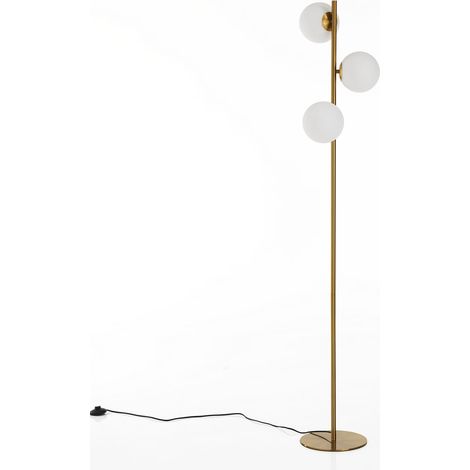 Stehlampe aus Messing mit 3 verstellbaren Glasschirmen Newton