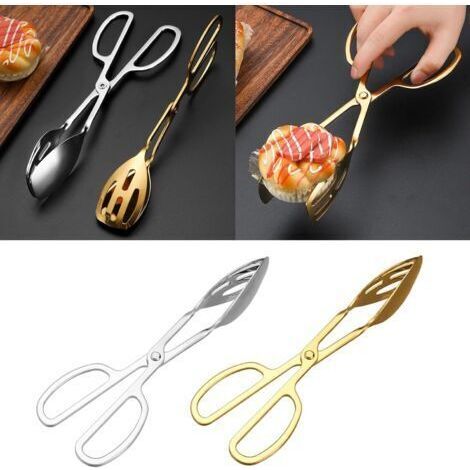 Heavy Duty Stainless Steel Tongs for Bread, Salad, Buffet, BBQ Cooking Tool (1/4)