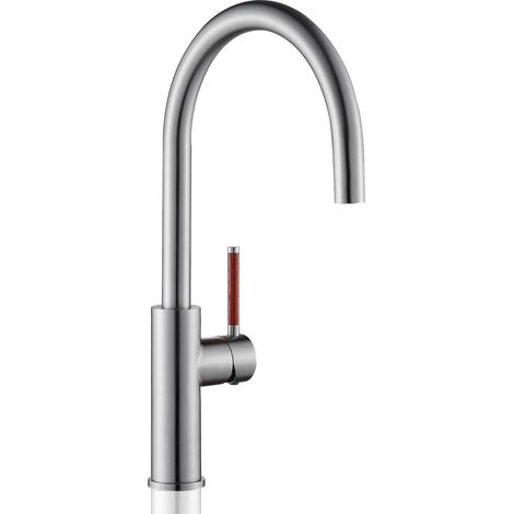 Robinet de cuisine en acier inoxydable à levier unique pivotant à 360 °, robinet de cuisine haut coudé, mitigeur pour lavabo, haute pression (1/5)