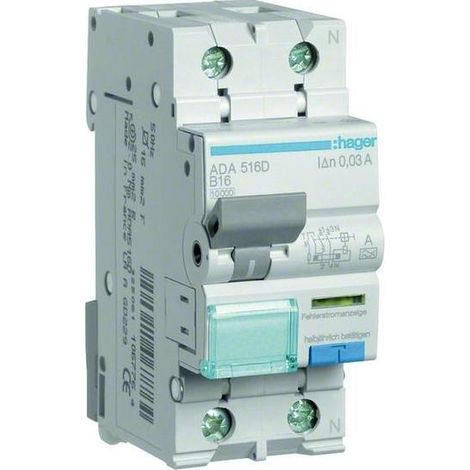 Hager ADA516D FI-Schutzschalter/Leitungsschutzschalter    1polig 16 A 0.03 A 240 V (1/5)