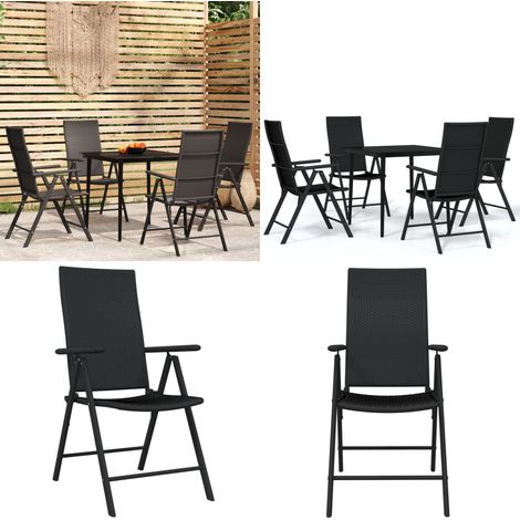 Ensemble à manger de jardin 5 pcs Noir - Table de jardin - Chaises de jardin (1/5)