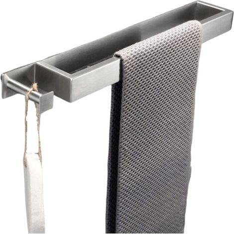 Handtuchhalter ohne Bohren – Handtuchstange aus Edelstahl 304 – mit Haken, silber, 40 cm (1/5)