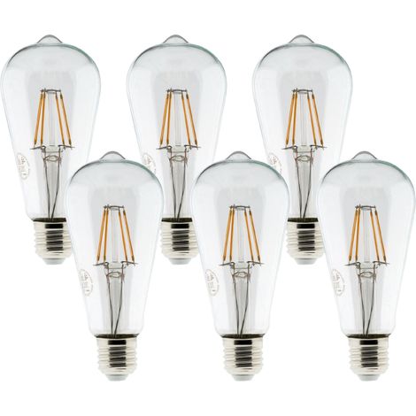 Pack de 6 ampoules LED Déco filament 4W E27 Edison