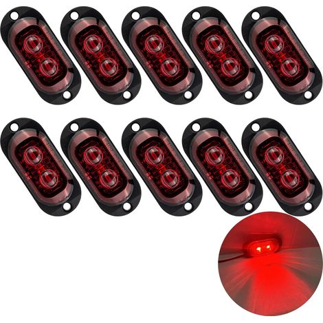 10 LED-Seitenmarkierungsleuchten (je 2 Stück), 12/24V-Notleuchten, LED-Anhängerleuchten, 3000K-LED-Leuchten, LKW-/Wohnwagen-Warnleuchten (rot). (1/5)