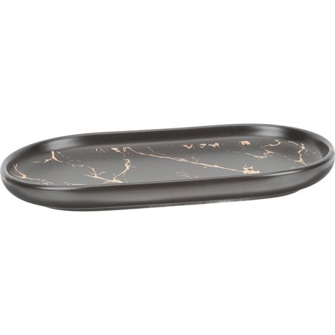 Plateau de Rangement Marbré en Céramique Multifonction pour Bijoux et Cosmétiques, Design Élégant, Stable, pour Salle de Bain et Coiffeuse'-'- (1/5)