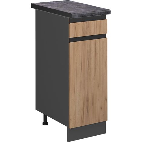 Mobiletto base per cucina R-Line, Quercia dorata, 30 cm , PL Antracite, Vicco