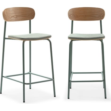 Set di 2 sgabelli in tessuto con gambe in metallo H66 cm - ADRIANA