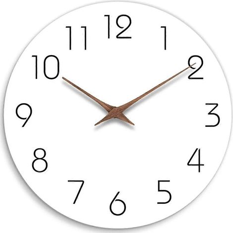 Horloge murale silencieuse 30 cm (12 pouces) en bois blanc, fonctionne à piles, style moderne et épuré. (1/4)