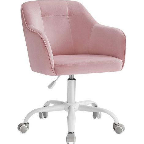 Fauteuil de bureau ergonomique réglable hauteur 64 x 64 x 93 cm design moderne confort optimal en velours rose bonbon (1/2)