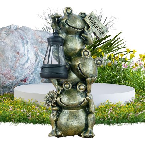 Générique Statues de Jardin de Plein air - Lampes de Chemin Décoratives Grenouille avec Lanterne - Lampes Lanterne Solaires pour Jardin Extérieur,pour passerelle terrasse Cour Sentier Sol Bassin