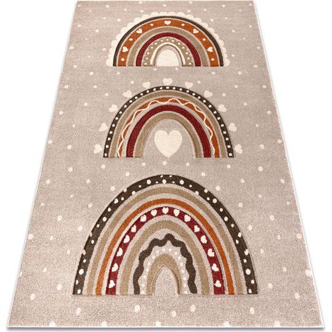 KIDDO carpet 4426 beige / cream, rainbow, hearts for children, sensory  beige 200x290 cm (1/5)