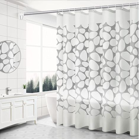 Rideau de douche en polyester antibactérien lavable en machine (motif pavé) (1/5)
