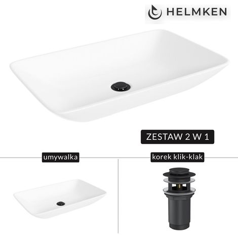 Lavabo da appoggio Helmken 54059000 (59x36) Bianco + Tappo Click-clack Nero opaco (1/5)