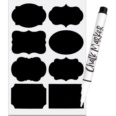 Etiquettes autocollantes bocaux, 64PCS - Etiquettes pour tableau noir avec stylo à craie (1/5)