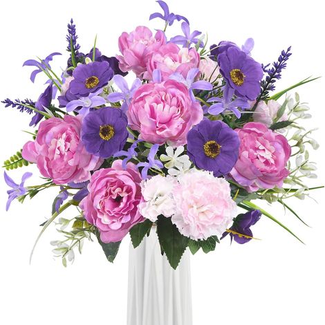 Bouquet de Fleurs Artificielles Violet Pivoines Artificielles en Soie (1/5)