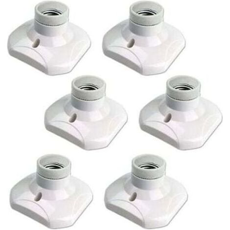 Douille Plafond E27 à Visser, Douille E27 Garage, AC 220-240V, Support Douille pour Ampoule LED, Base Plafonnier Culot E27, Base de Lampe Plastique Blanche pour Lampe au Mur, lot de 6 (1/5)
