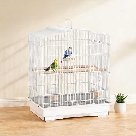 Cage pour oiseaux blanc en acier 46,5 x 36 x 59 cm (1/5)