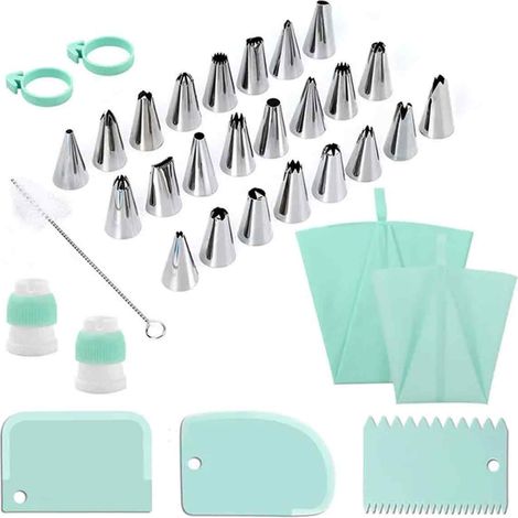 Poche a Douille - Set Patisserie 34 Pièces - Poche Silicone + Douilles Métal - Pour Crème Glaçage Décoration - Usage Maison et Professionnel (1/5)