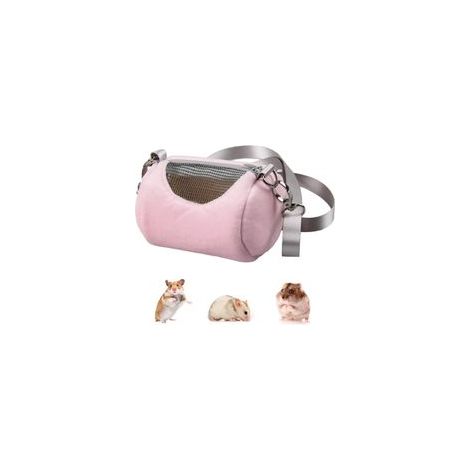 Borsa per il trasporto di criceti nani - Trasportino cilindrico isolato per esterni con tracolla regolabile (rosa) - Crezuo