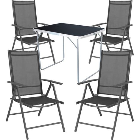 5-tlg Campingsessel Anthrazit + Campingtisch-MMC330871B+4xM116001
