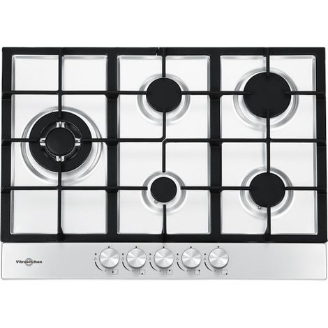 Piano cottura Vitrokitchen en73ib 5 fuochi acciaio inox (1/3)