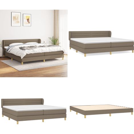 Cama box spring con colchón tela gris taupe 200x200 cm - Colchón de muelles - Cama de muelles
