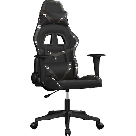 vidaXL Silla gaming de masaje cuero sintético negro y camuflaje (1/2)