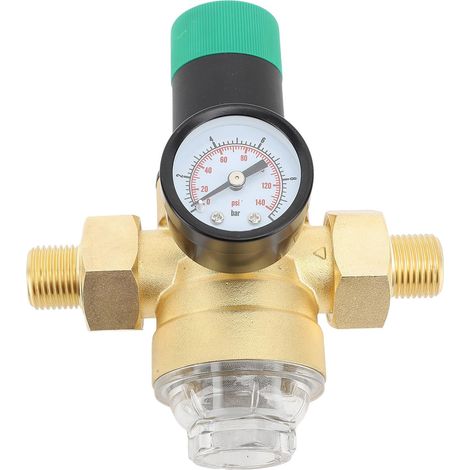 Régulateur de pression d'eau en laiton G3/4, vanne de réduction de pression d'eau avec manomètre, filtre à écran en acier inoxydable pour voyage en ca (1/5)