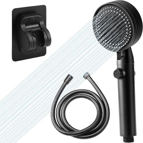 1 set of high-pressure, water-saving shower heads, adjustable bathroom shower head with 6 patterns and shut-off, water and dirt resistant, easy to install (1/5)