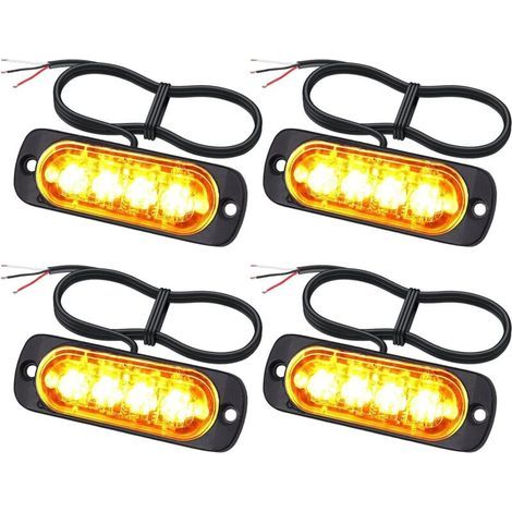 Feux de pénétration LED 12/24V – Gyrophare orange étanche IPX-4 – 18 modes clignotement – Pour véhicules d'urgence et chariots à fourche